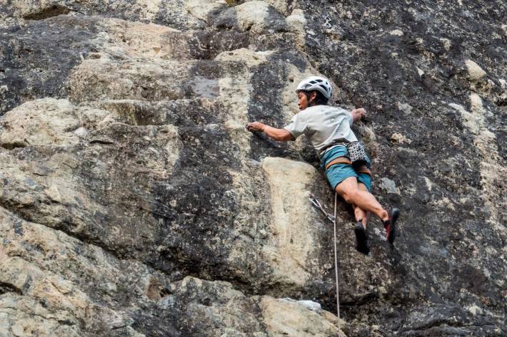 lead climbing rock